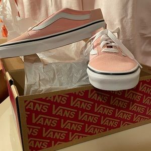 NIB VANS Pink Canvas and Suede Slip On Slide shoe size 7 1/2